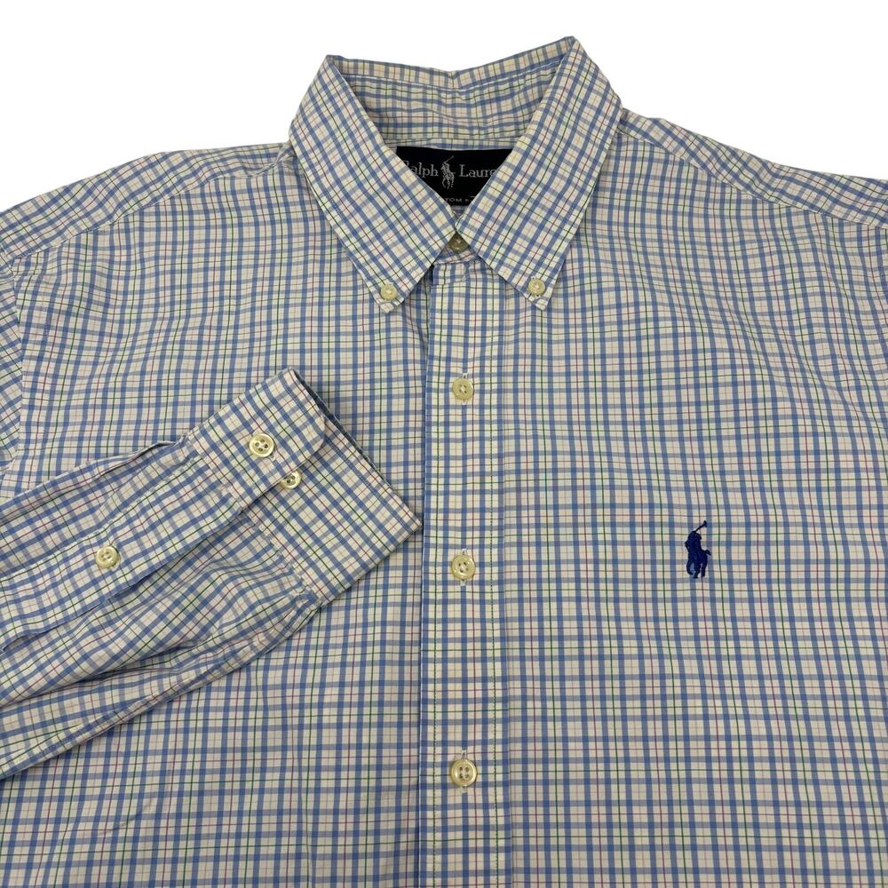 Ralph Lauren Mens 16 1/2 34-35 Blue Multicolor Long Sleeve Button Down Shirt